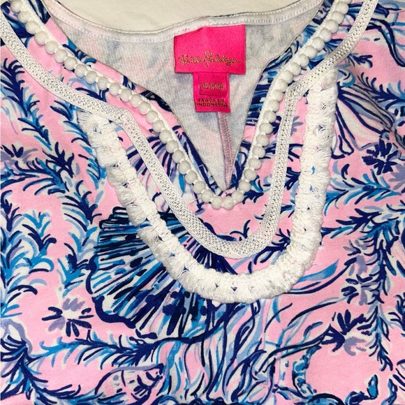 Lily Pulitzer blue/pink seashell dress sz XL 12-14 EUC smoke free home - Picture 2 of 5